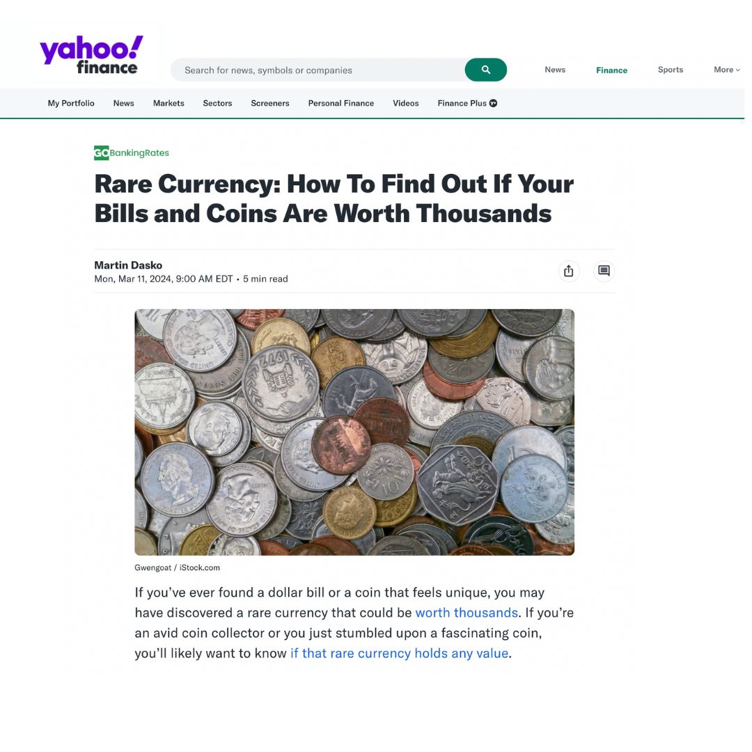 You are currently viewing Yahoo Finance: Rare Currency: How To Find Out If Your Bills and Coins Are Worth Thousands